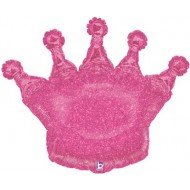 Glittering Crown Pink Holographic Shaped Balloon